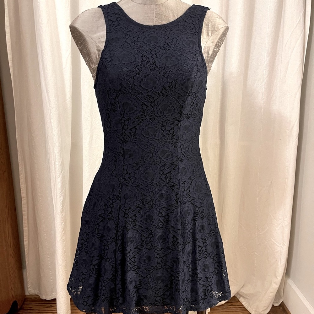 Navy Blue Lace Dress.